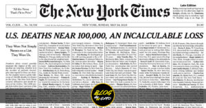 Con histórica portada, The New York Times homenajea a casi 100 mil fallecidos por COVID-19
